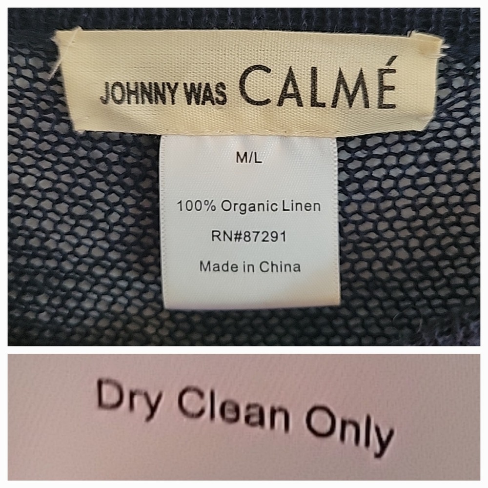 Johnny Was Navy Lightweight Poncho with Tassels - Picture 8 of 9